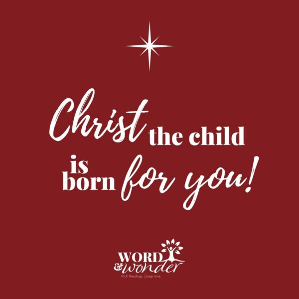 a star stands above a quote from "Infant Holy, Infant Lowly," which says "Christ the child is born for you!"
